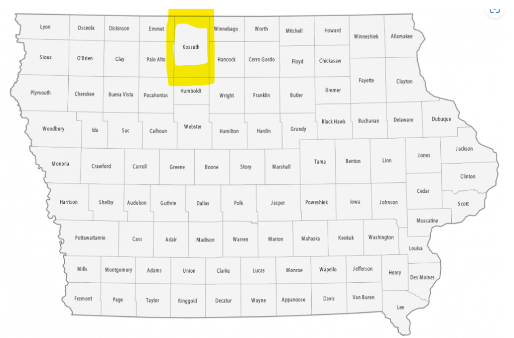 Iowa Map Kossuth County