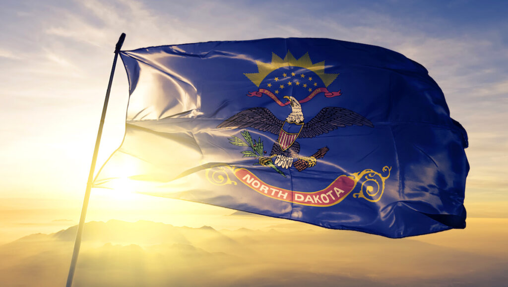 North Dakota State Flag Flying